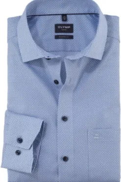 OLYMP Business Hemd Luxor blau gemustert Modern Fit Langarm