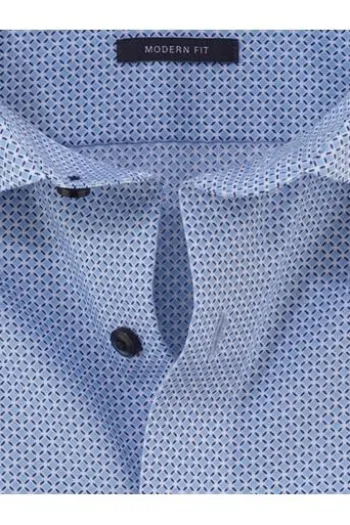 OLYMP Business Hemd Luxor blau gemustert Modern Fit Langarm