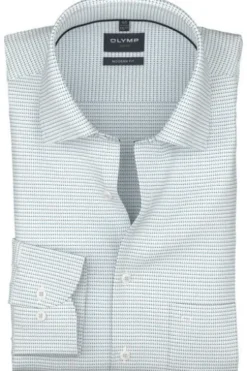 OLYMP Business Hemd Luxor bleu gemustert Modern Fit Langarm