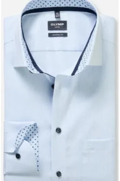 OLYMP Business Hemd Luxor bleu gestreift Modern Fit Langarm