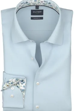 OLYMP Business Hemd Luxor bleu gemustert Modern Fit Langarm