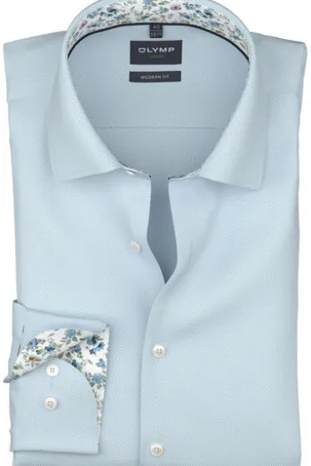 OLYMP Business Hemd Luxor bleu gemustert Modern Fit Langarm
