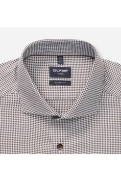 OLYMP Business Hemd Luxor braun gemustert Modern Fit Langarm