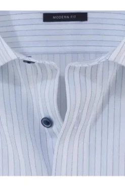 OLYMP Business Hemd Luxor hellblau gestreift Modern Fit Langarm