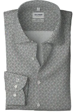OLYMP Business Hemd Luxor Level 5 blau gemustert Body Fit Langarm