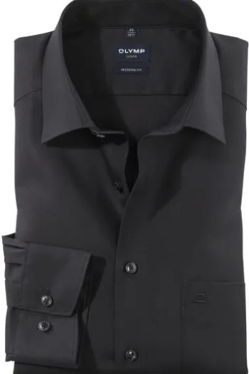 OLYMP Business Hemd Luxor schwarz Modern Fit Langarm