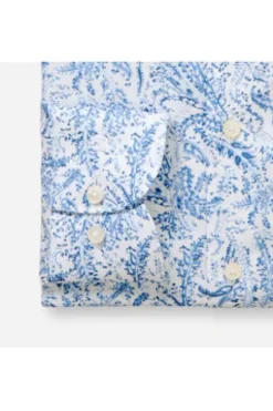 OLYMP City Hemd Luxor bleu gemustert Modern Fit Langarm