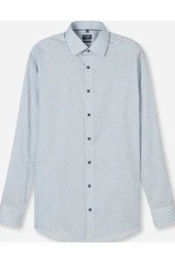 OLYMP City Hemd Luxor weiss gemustert Modern Fit Langarm