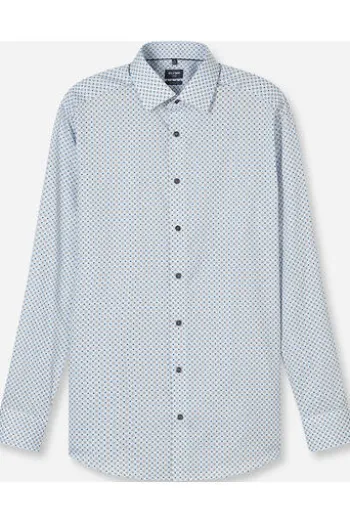 OLYMP City Hemd Luxor weiss gemustert Modern Fit Langarm