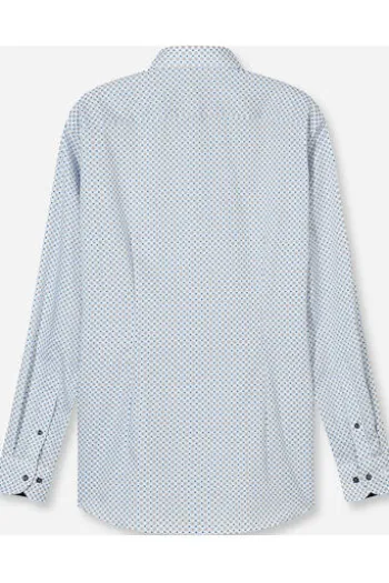 OLYMP City Hemd Luxor weiss gemustert Modern Fit Langarm