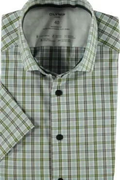 OLYMP Hemd Modern Fit Luxor Blau kariert Modern Fit Kurzarm