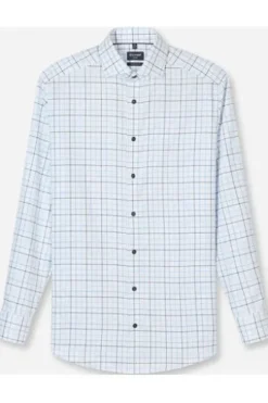 OLYMP Karo Hemd Luxor bleu kariert Modern Fit Langarm