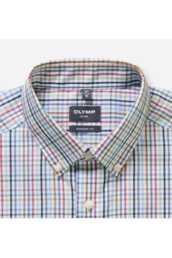 OLYMP Karo Hemd Luxor marine kariert Modern Fit Langarm