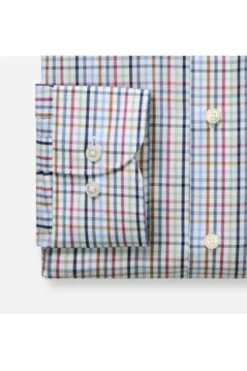 OLYMP Karo Hemd Luxor marine kariert Modern Fit Langarm