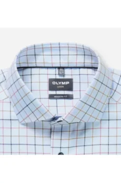 OLYMP Karo Hemd Luxor marine kariert Modern Fit Langarm