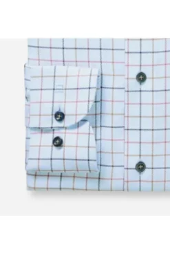 OLYMP Karo Hemd Luxor marine kariert Modern Fit Langarm