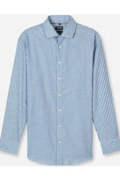 OLYMP Karo Hemd Luxor marine kariert Modern Fit Langarm