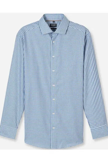OLYMP Karo Hemd Luxor marine kariert Modern Fit Langarm
