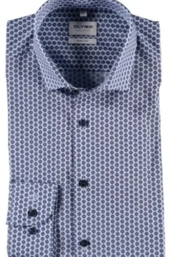 OLYMP Level Five gemustertes Hemd langarm Slim Fit bleu