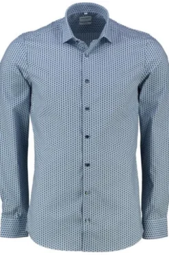 OLYMP Level Five gemustertes Hemd langarm Slim Fit bleu