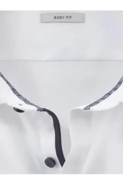 OLYMP Level Five gemustertes Hemd langarm Slim Fit weiß