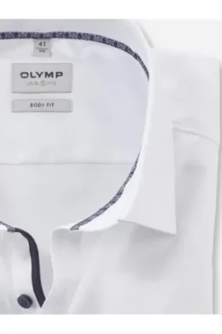 OLYMP Level Five gemustertes Hemd langarm Slim Fit weiß