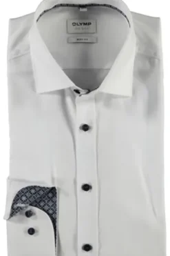 OLYMP Level Five gemustertes Hemd langarm Slim Fit weiß