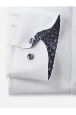 OLYMP Level Five gemustertes Hemd langarm Slim Fit weiß
