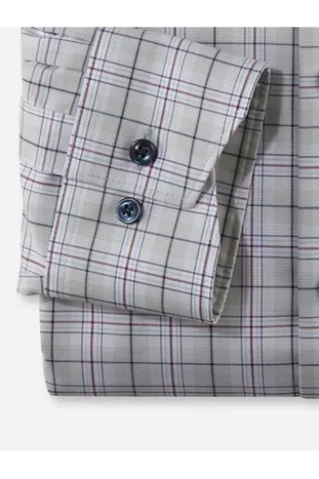 OLYMP Luxor gemustertes Hemd langarm Slim Fit kitt