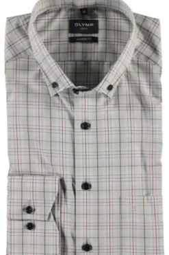 OLYMP Luxor gemustertes Hemd langarm Slim Fit kitt