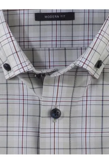 OLYMP Luxor gemustertes Hemd langarm Slim Fit kitt