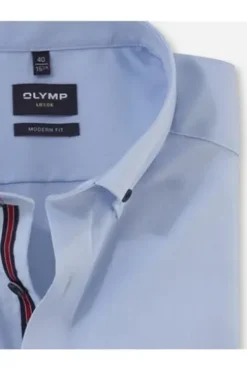OLYMP Luxor gemustertes Hemd langarm Slim Fit hellblau