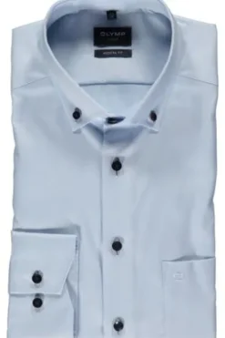 OLYMP Luxor gemustertes Hemd langarm Slim Fit hellblau
