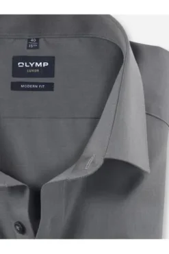 OLYMP Luxor gemustertes Hemd langarm Slim Fit mittelgrau