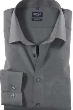 OLYMP Luxor gemustertes Hemd langarm Slim Fit mittelgrau