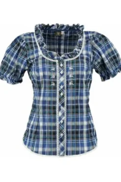 OS TRACHTE blau karierte Bluse