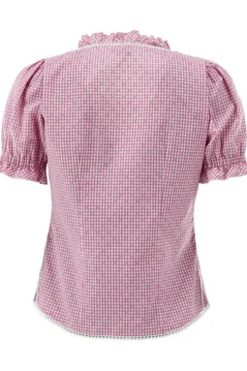 OS TRACHTEN Bluse pink kariert Kurzarm