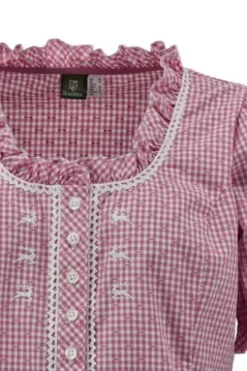 OS TRACHTEN Bluse pink kariert Kurzarm