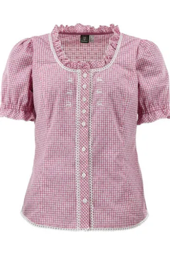 OS TRACHTEN Bluse pink kariert Kurzarm