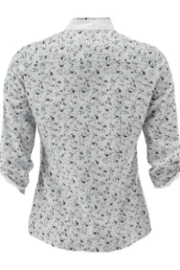 OS TRACHTEN Bluse weiß/blau geblümt 3/4-Arm