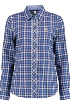 OS TRACHTEN Flanell-Bluse blau in Natur-Qualität