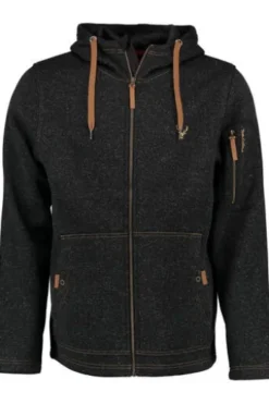 OS TRACHTEN Fleece-Jacke anthrazit meliert mit Kapuze