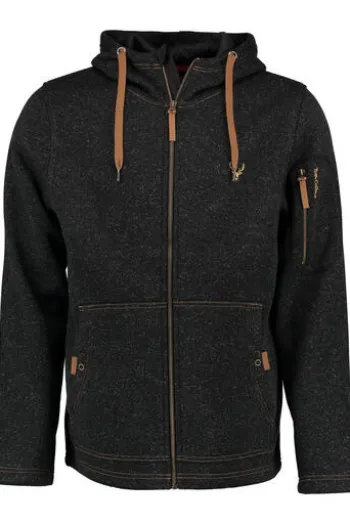 OS TRACHTEN Fleece-Jacke anthrazit meliert mit Kapuze