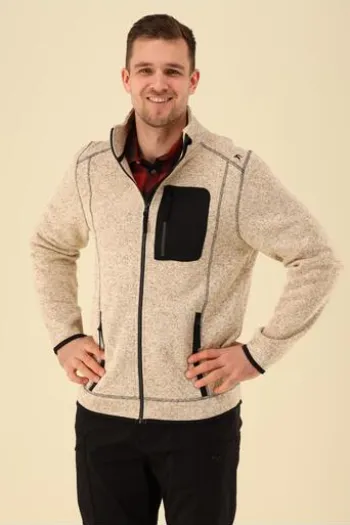 OS TRACHTEN Fleece-Jacke beige meliert