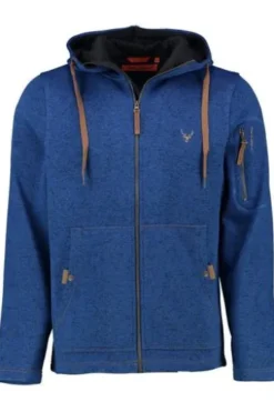 OS TRACHTEN Fleece-Jacke blau meliert mit Kapuze