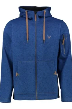 OS TRACHTEN Fleece-Jacke blau meliert mit Kapuze