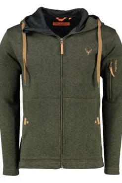 OS TRACHTEN Fleece-Jacke oliv meliert mit Kapuze