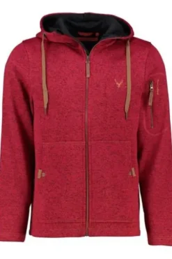 OS TRACHTEN Fleece-Jacke rot meliert mit Kapuze