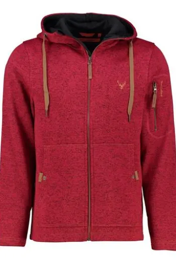 OS TRACHTEN Fleece-Jacke rot meliert mit Kapuze