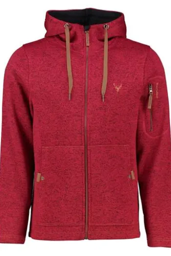 OS TRACHTEN Fleece-Jacke rot meliert mit Kapuze